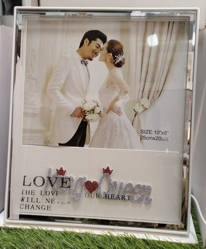 European style customized photo frame, white color frame with light LED USB.