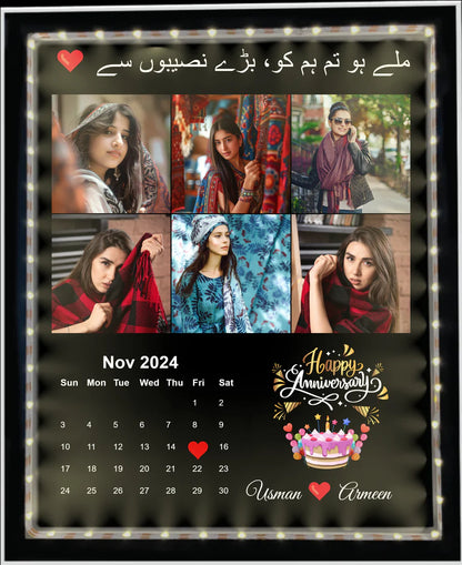 European style customized photo frame, white color frame with light LED USB.