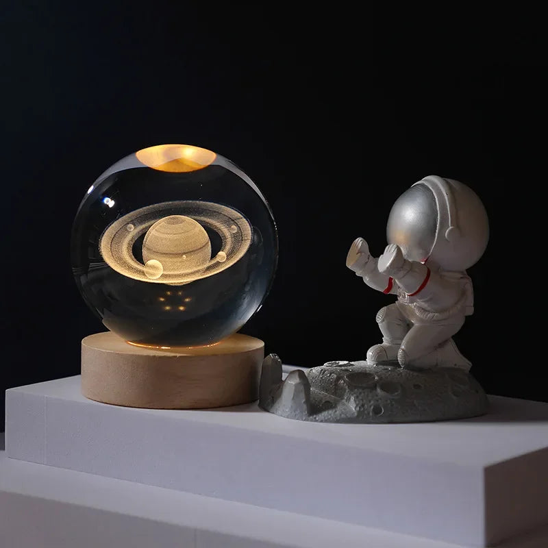 USB LED Night Light Crystal Ball Night Lights Glowing 3D Crystal ball Lamp Unique Galaxy Crystal Ball lamp