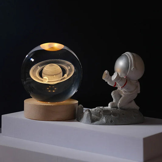 USB LED Night Light Crystal Ball Night Lights Glowing 3D Crystal ball Lamp Unique Galaxy Crystal Ball lamp