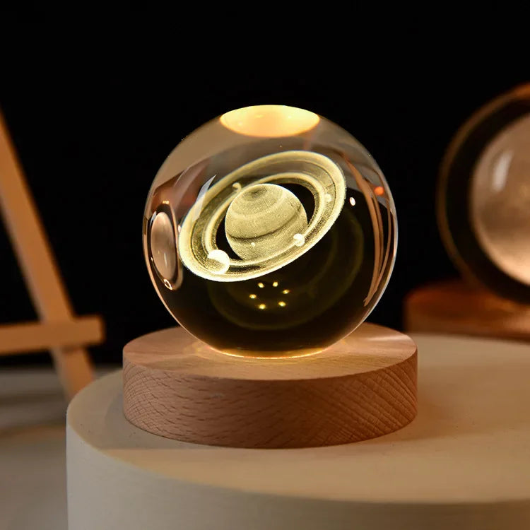 USB LED Night Light Crystal Ball Night Lights Glowing 3D Crystal ball Lamp Unique Galaxy Crystal Ball lamp