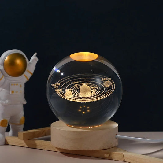 3D Solar Crystal Ball Night Light Lamp